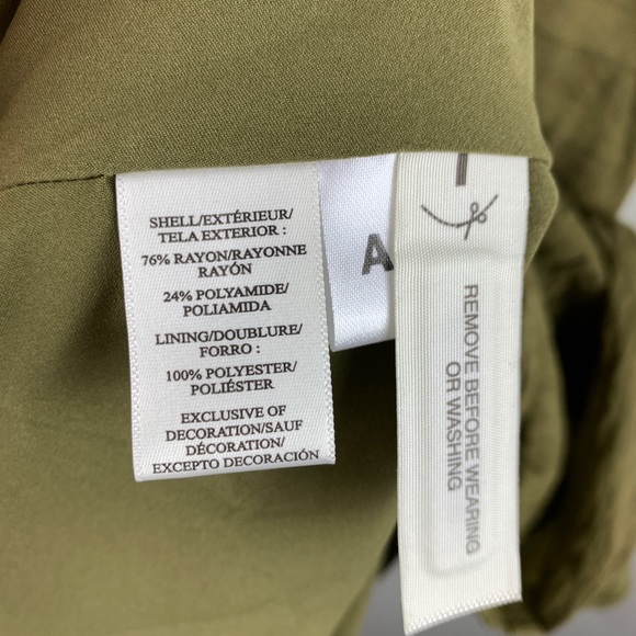 Ann Taylor Sleeveless Striped Shift Dress Olive Green Ruffle Shoulder Detail 8 - Picture 5 of 7